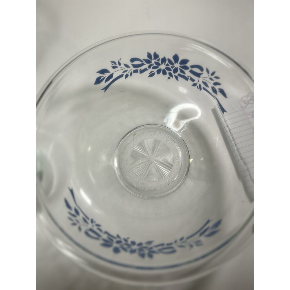 Pyrex Blue Ribbon Serving Mixing Bowl 2 Pc Set made in USA 322 325 - Picture 7 of 9